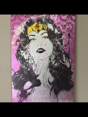 Wonder Woman Pop Art Canvas - Pink, Black, Yellow